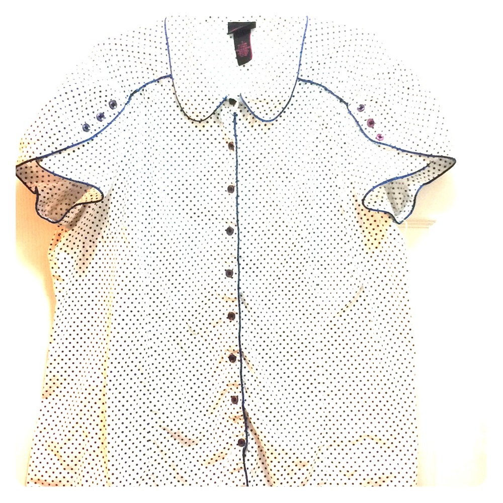 Super cute Torrid shirt white with blue polka dot